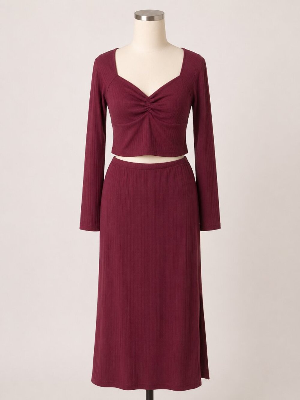 NEW 💜 No Boundaries Ribbed Two-Piece Maxi Skirt Set – Size Large (12–14) 💜